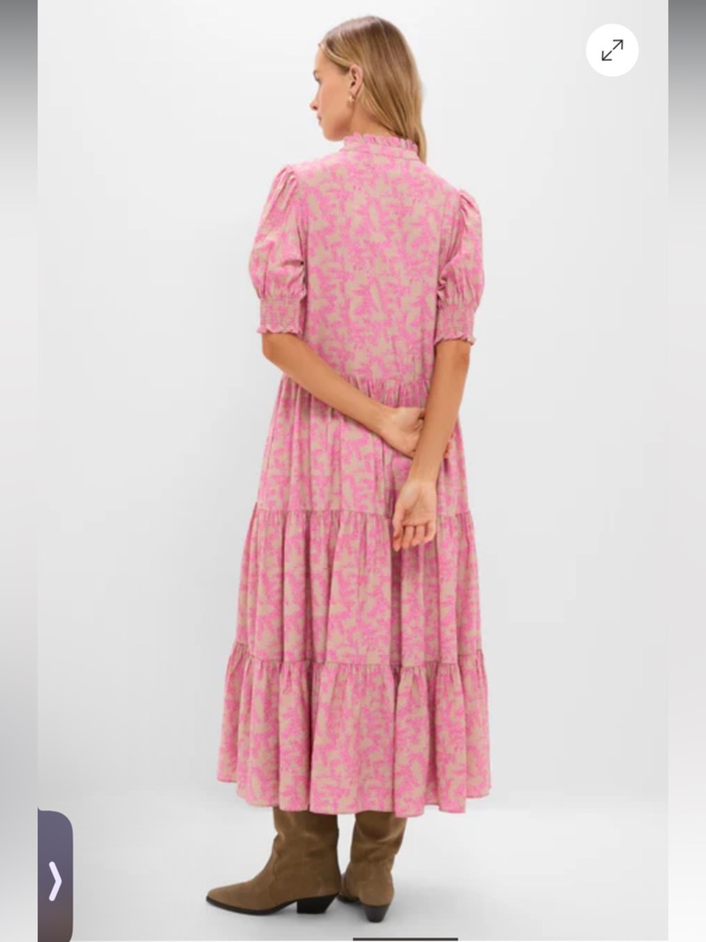 NWT Tuckernuck Hyacinth House Tan & Pink Vines Bennett Maxi Dress Size X-Large - Picture 5 of 15